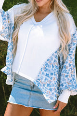 LIZAKOSHT  -  High-Low V-Neck Long Sleeve Blouse