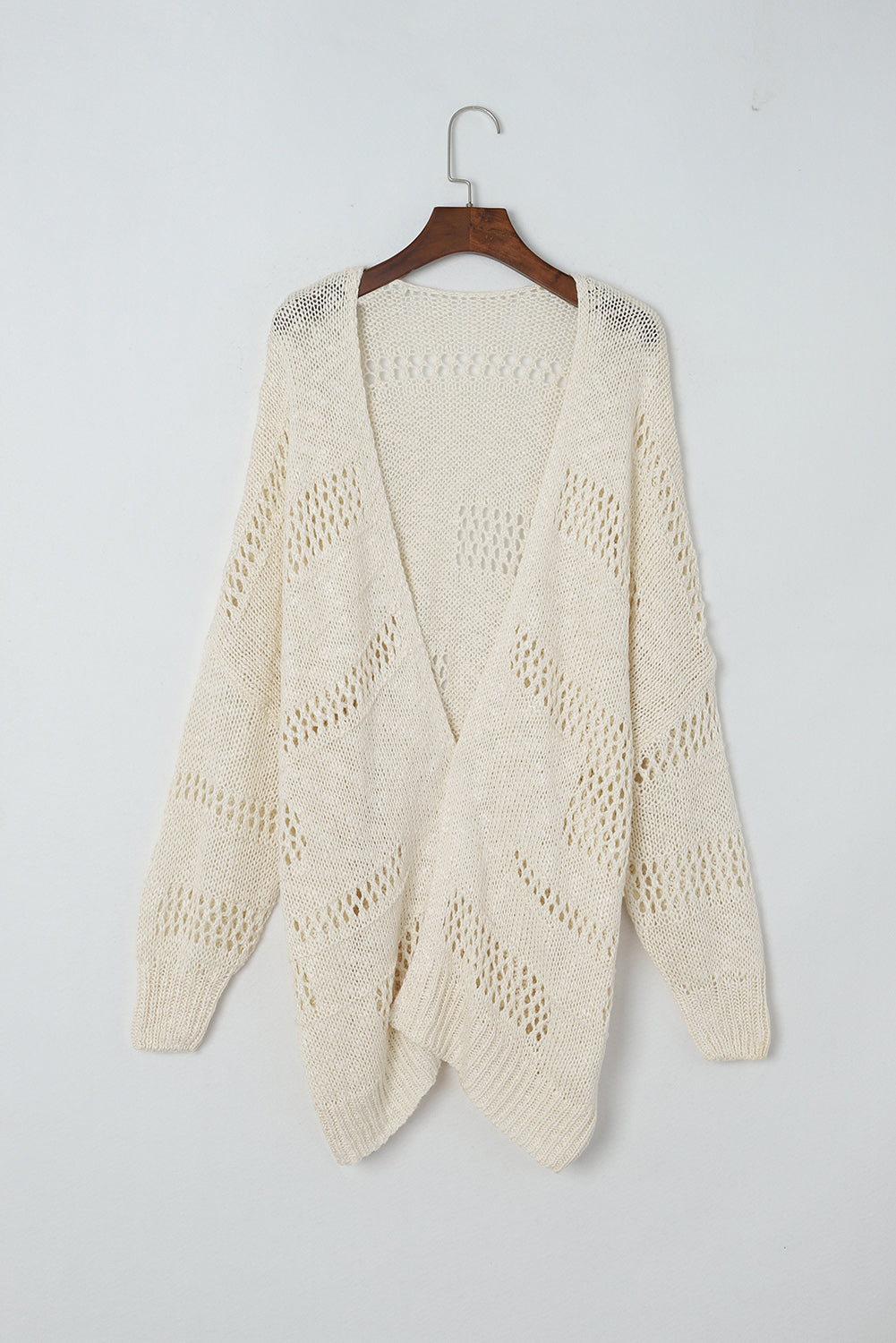 LIZAKOSHT  -  Openwork Open Front Long Sleeve Cardigan