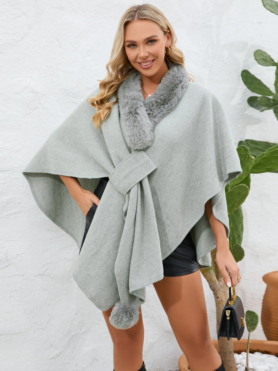 LIZAKOSHT  -  Trim Open Front Poncho