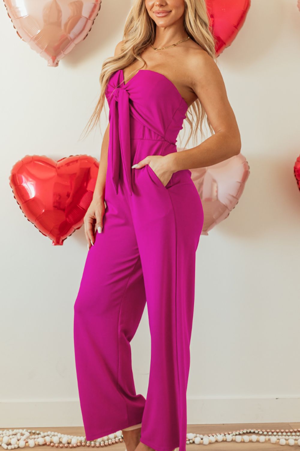 LIZAKOSHT  -  Tied Tube Wide Leg Jumpsuit