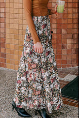 LIZAKOSHT  -  Floral Elastic Waist Maxi Skirt