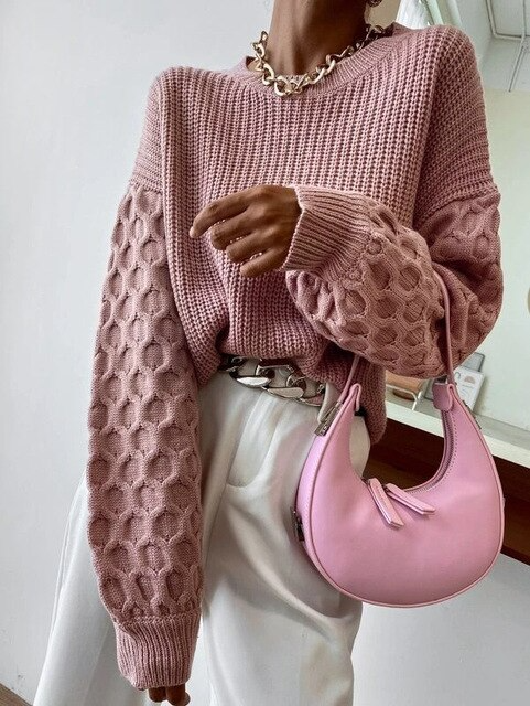 Lizakosht  Female O-neck Sweater Fall Winter Knitted Pullovers Women Casual Basic Knitwear Long Sleeve Loose Tops Streetwear