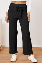 LIZAKOSHT  -  Textured Elastic Waist Straight Pants