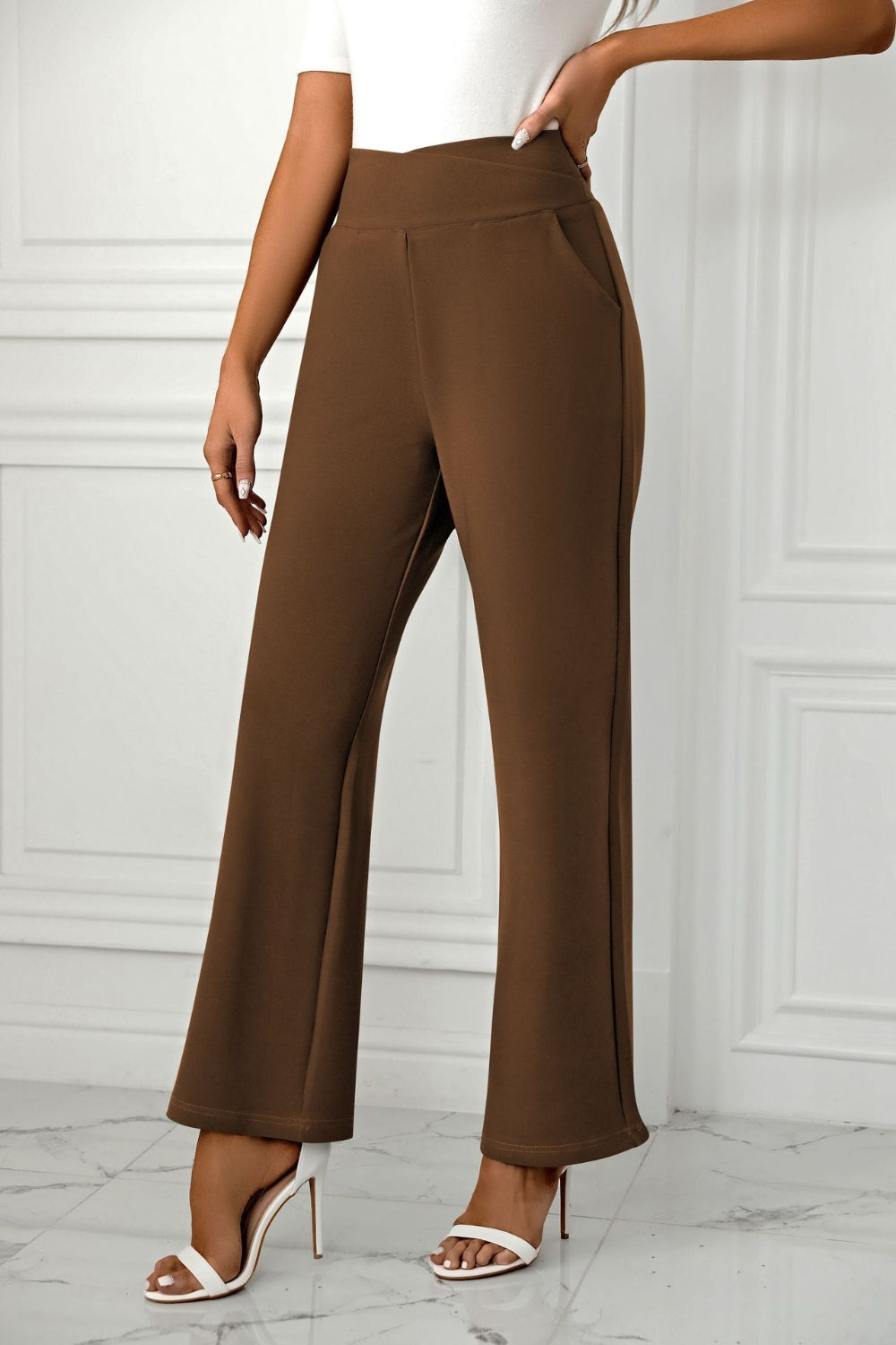 LIZAKOSHT  -  High Waist Straight Leg Pants