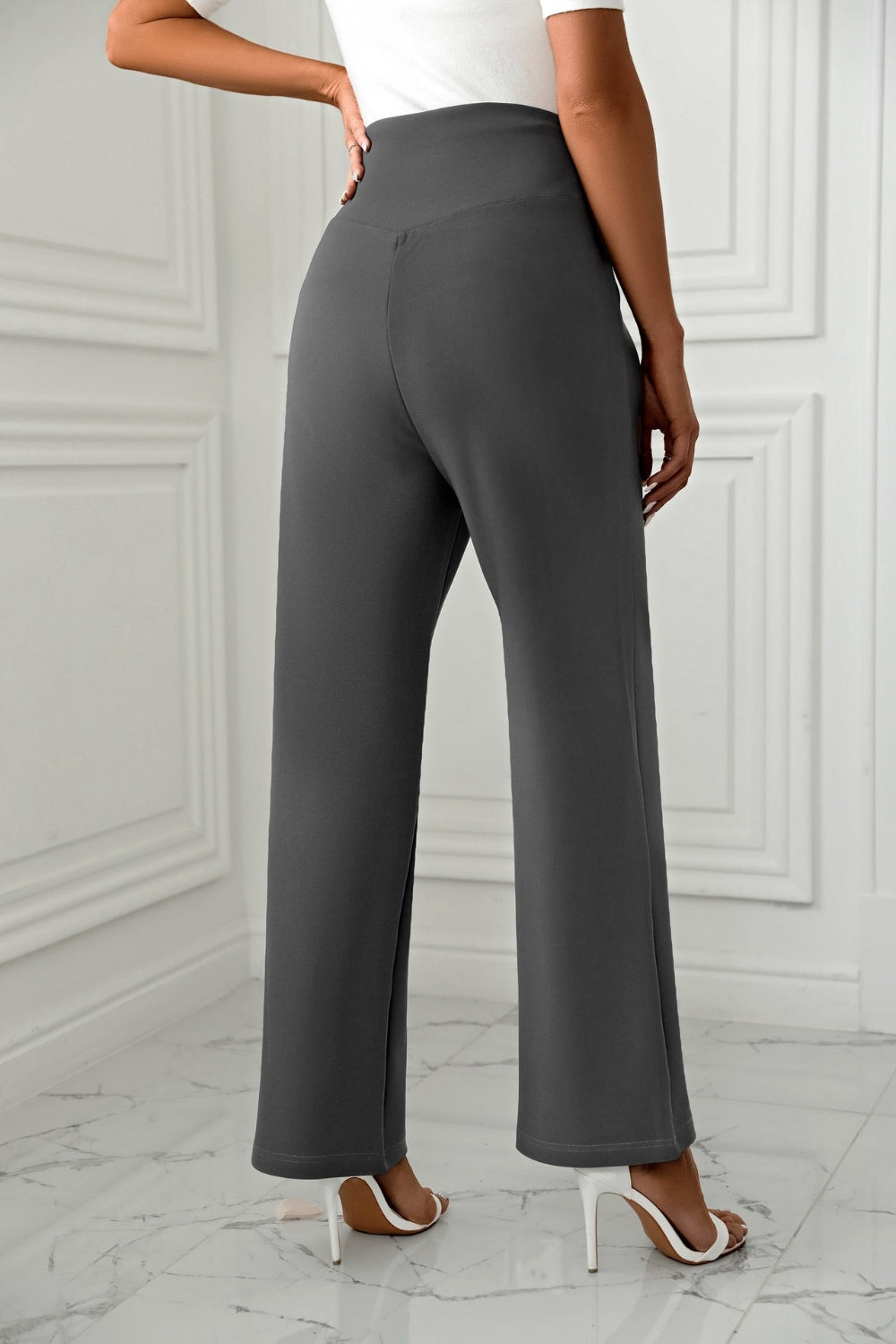 LIZAKOSHT  -  High Waist Straight Leg Pants