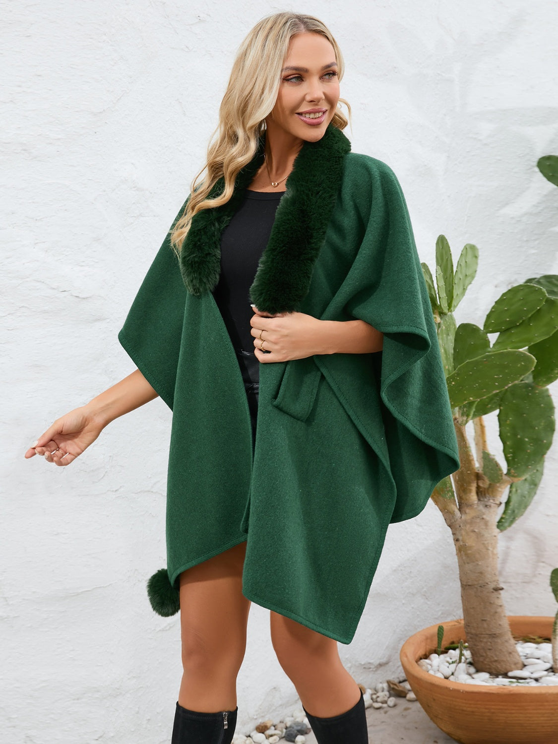 LIZAKOSHT  -  Trim Open Front Poncho