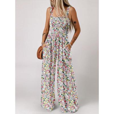 LIZAKOSHT  -  Dokotoo Women's Casual Loose Overalls Jumpsuits One Piece Sleeveless Printed Wide Leg Long Pant Rompers With Pockets