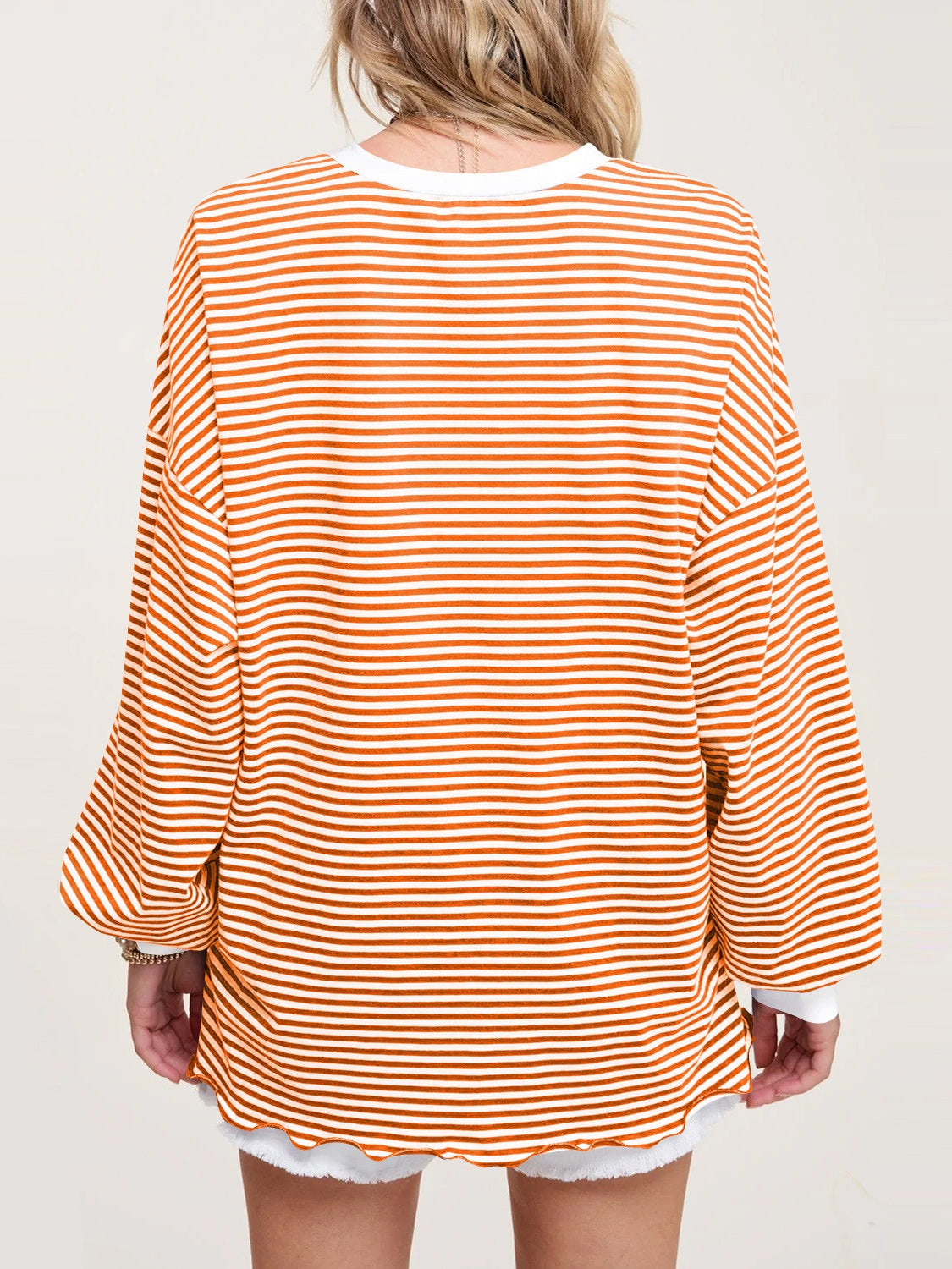 LIZAKOSHT  -  Contrast Striped Long Sleeve Sweatshirt