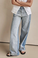 LIZAKOSHT  -  Contrast Straight Leg Jeans with Pockets