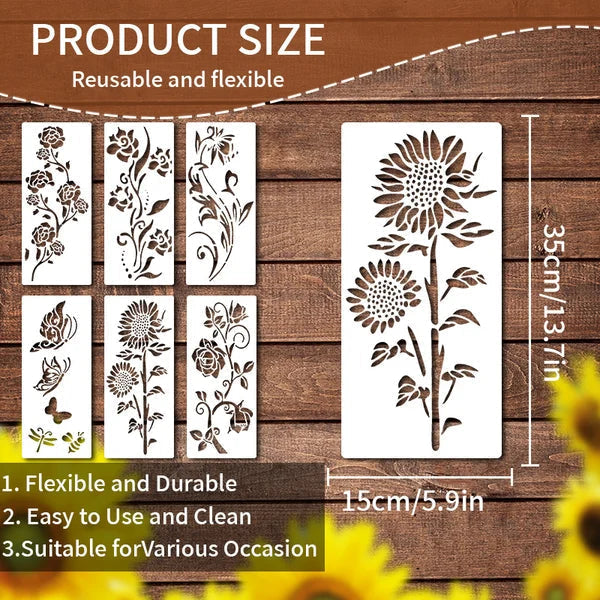 🌻Flower Stencil for Garden Fence Large Flower Stencils for Wall 14” Peony Templates for Painting on Wood Furniture