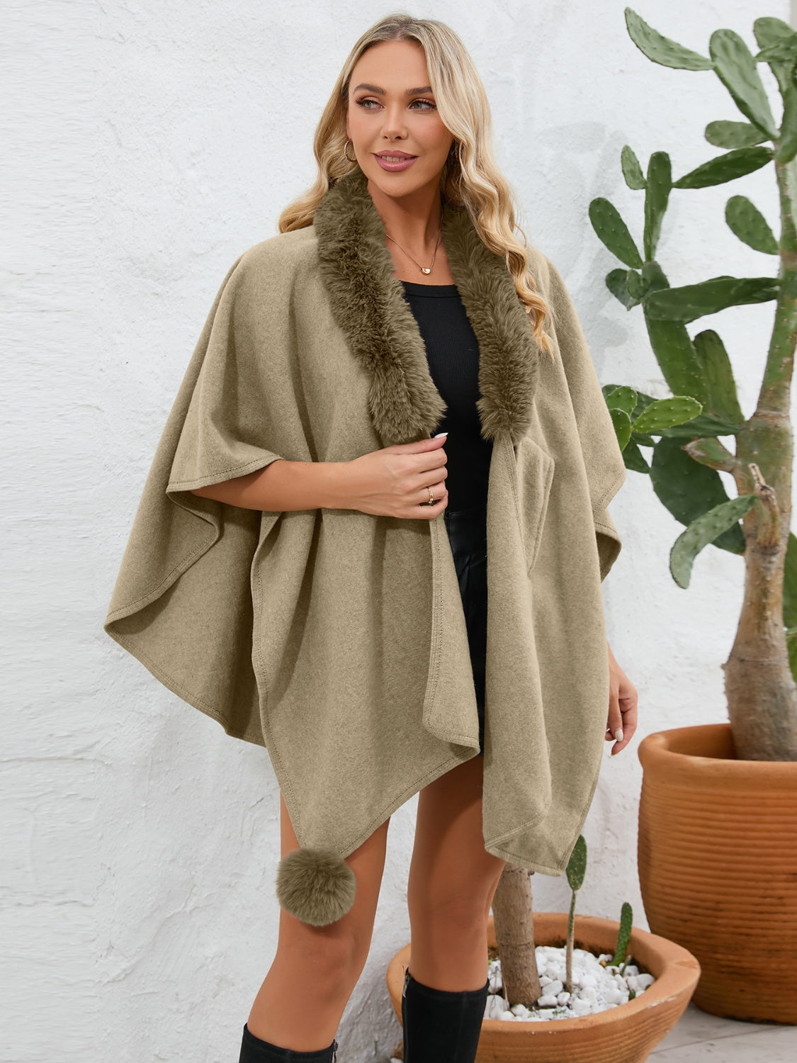 LIZAKOSHT  -  Trim Open Front Poncho