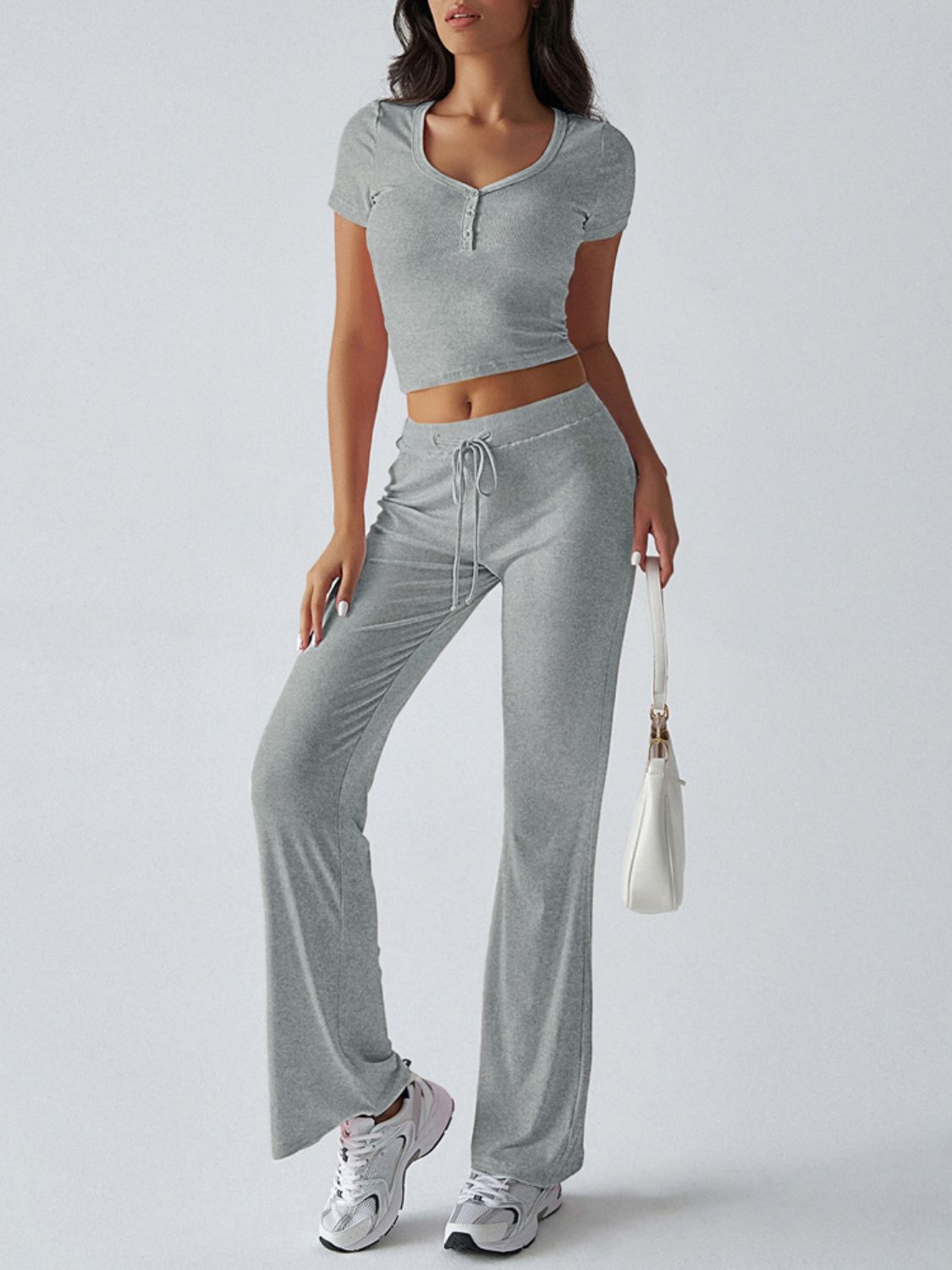 LIZAKOSHT  -  Devine Short Sleeve Top and Drawstring Pants Set