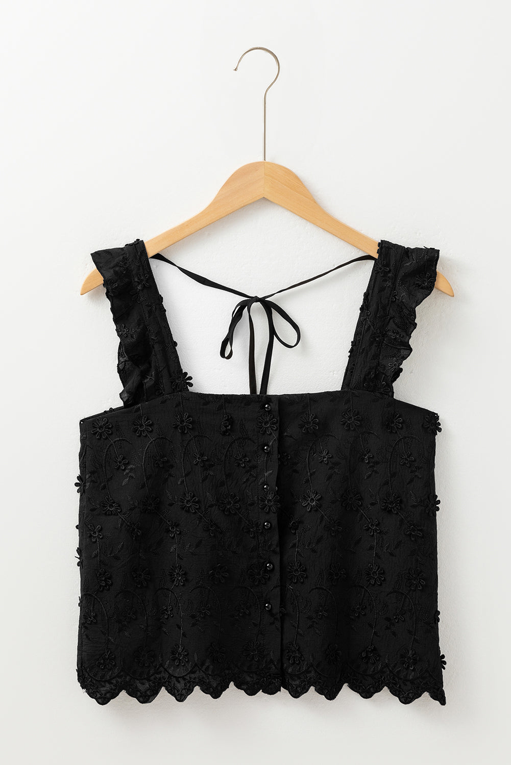 LIZAKOSHT  -  Embroidered Square Neck Wide Strap Tank