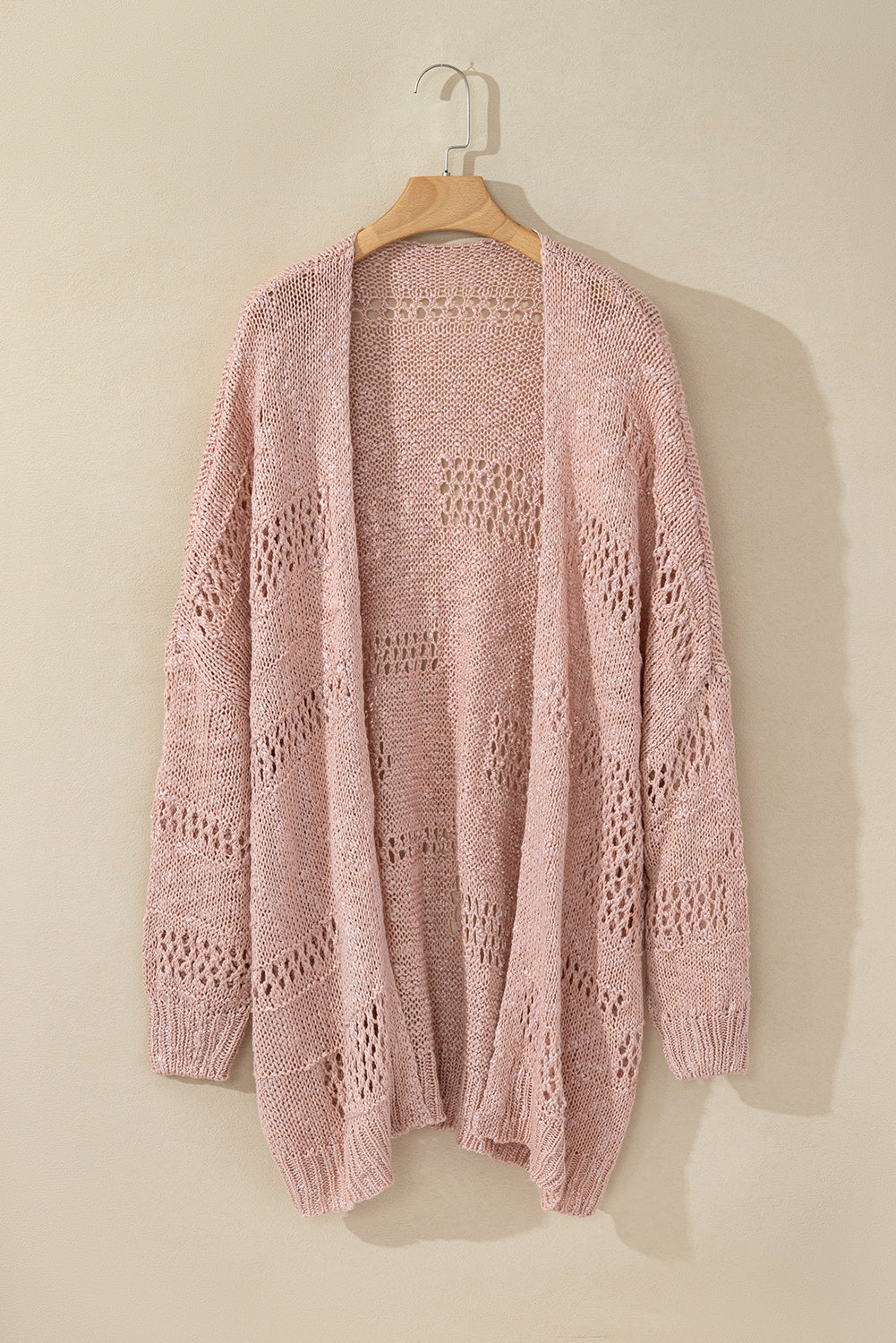 LIZAKOSHT  -  Openwork Open Front Long Sleeve Cardigan