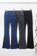 LIZAKOSHT  -  Basic Bae Pocketed Highly Stretchy Bootcut Jeans