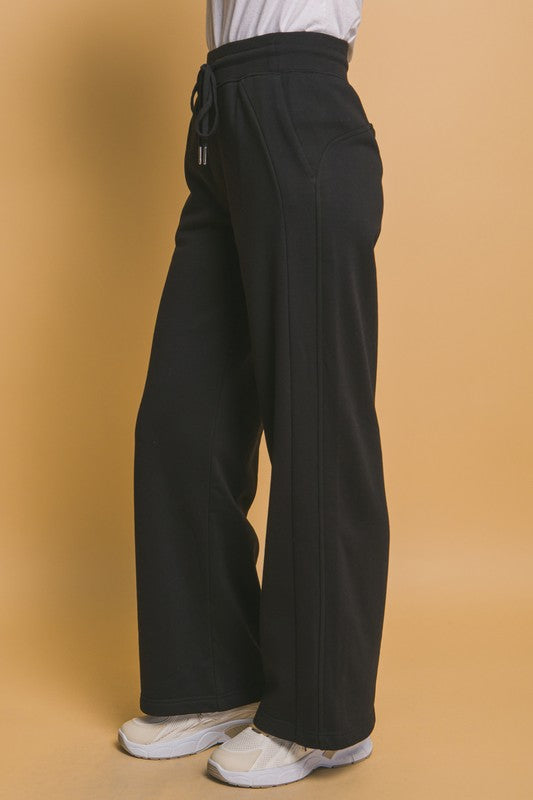 LIZAKOSHT  -  Love Tree Drawstring Wide Leg Sweatpants with Pockets