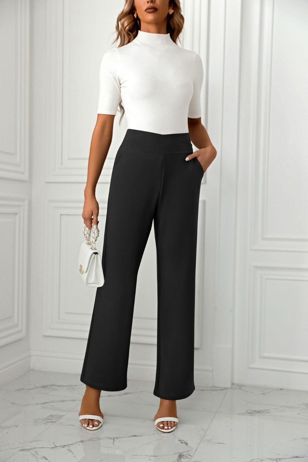 LIZAKOSHT  -  High Waist Straight Leg Pants