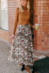 LIZAKOSHT  -  Floral Elastic Waist Maxi Skirt