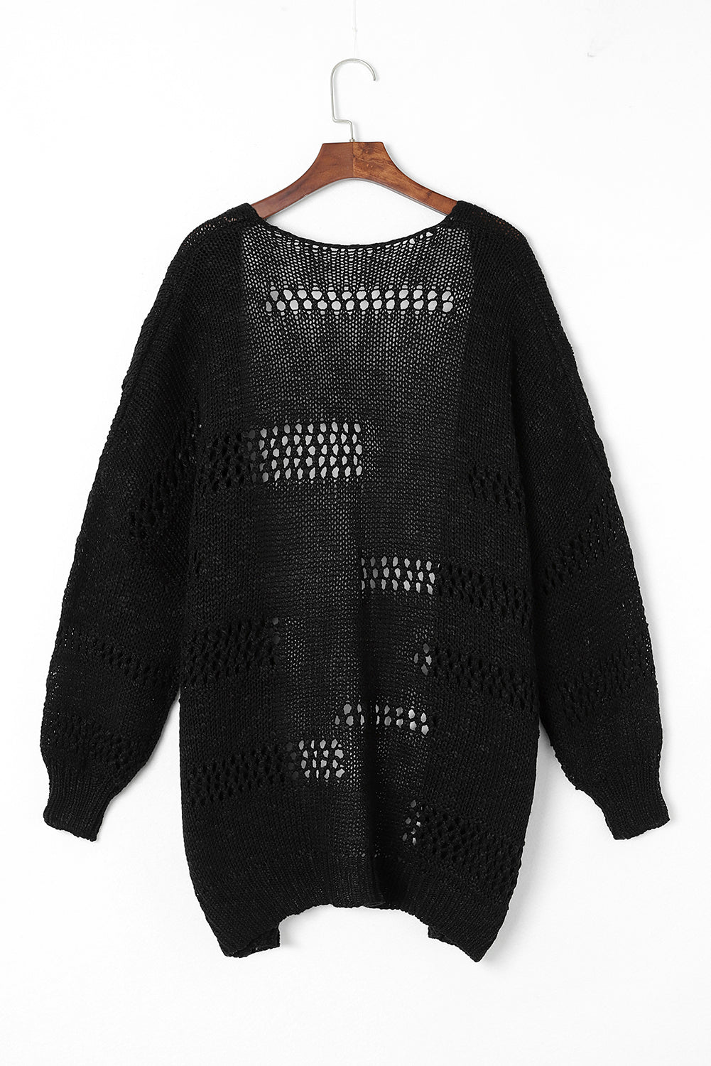 LIZAKOSHT  -  Openwork Open Front Long Sleeve Cardigan