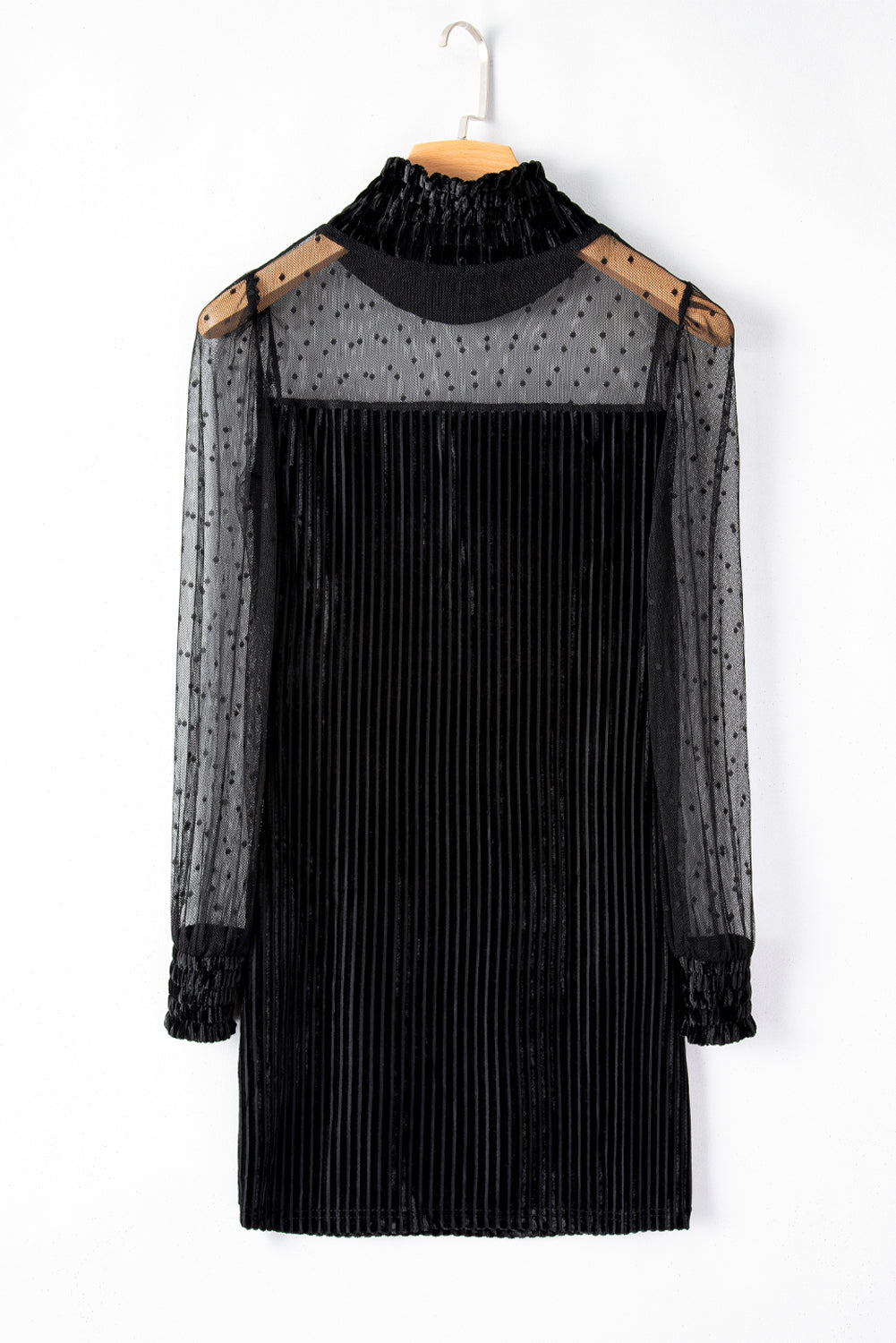 LIZAKOSHT  -  Polka Dot Mock Neck Long Sleeve Dress