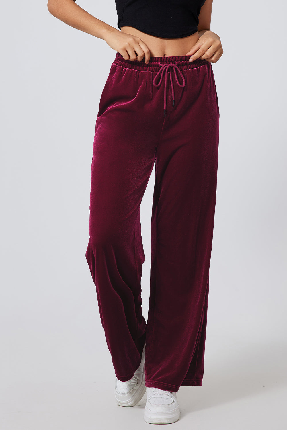 LIZAKOSHT  -  Drawstring Wide Leg Active Pants