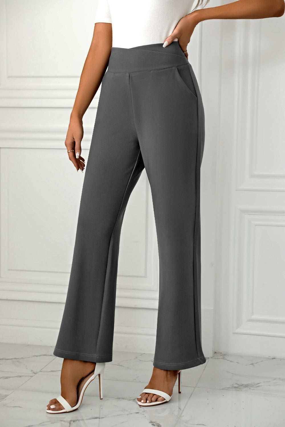 LIZAKOSHT  -  High Waist Straight Leg Pants