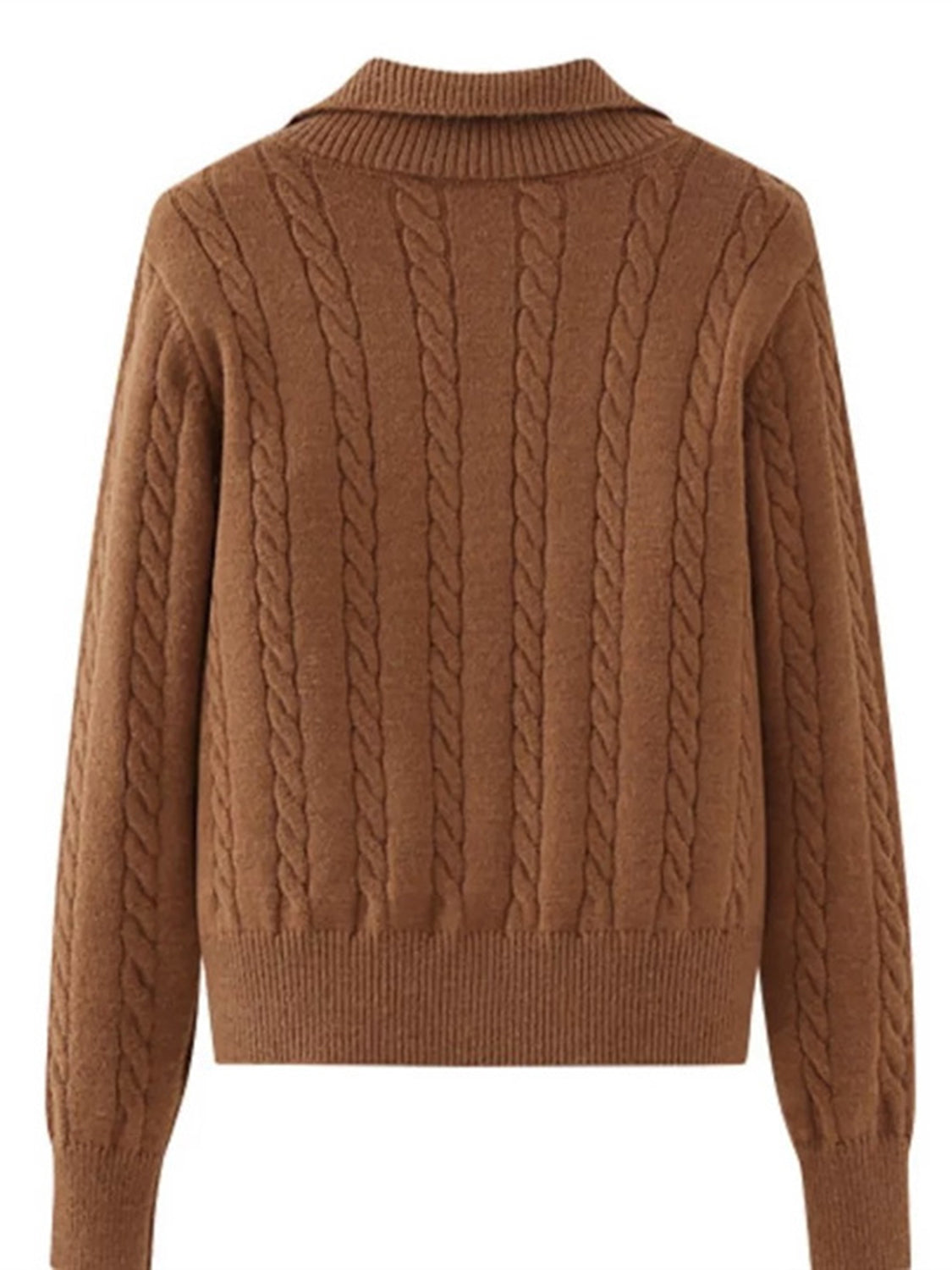 LIZAKOSHT  -  Cable-Knit Half Zip Long Sleeve Sweater