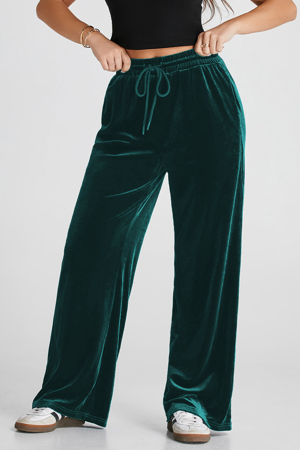 LIZAKOSHT  -  Drawstring Wide Leg Active Pants