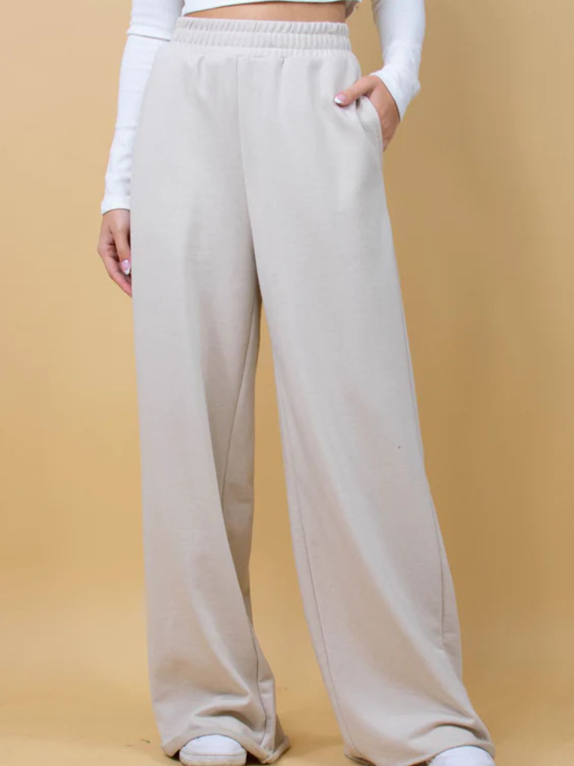 LIZAKOSHT  -  Elastic Waist Wide Leg Pants