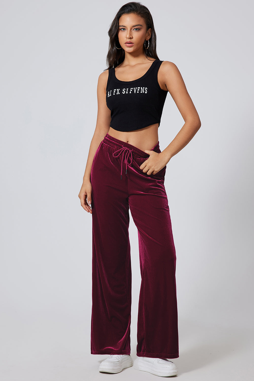 LIZAKOSHT  -  Drawstring Wide Leg Active Pants