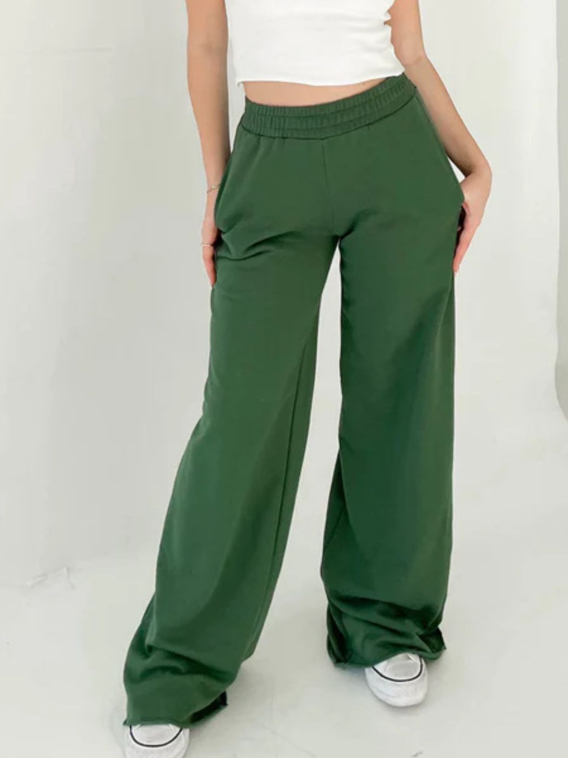 LIZAKOSHT  -  Elastic Waist Wide Leg Pants