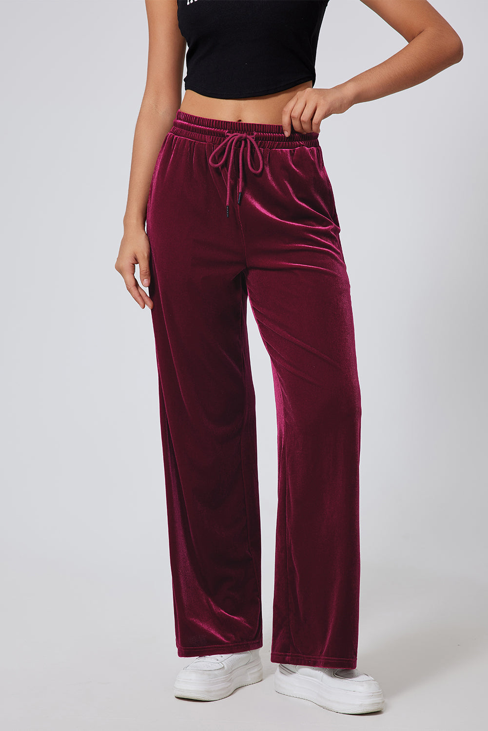 LIZAKOSHT  -  Drawstring Wide Leg Active Pants