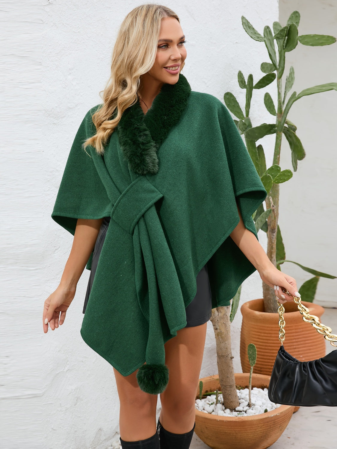 LIZAKOSHT  -  Trim Open Front Poncho