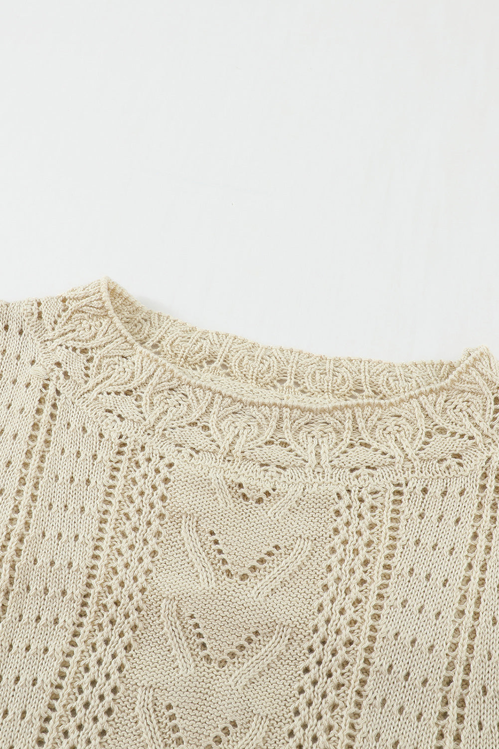 LIZAKOSHT  -  Openwork Round Neck Long Sleeve Sweater