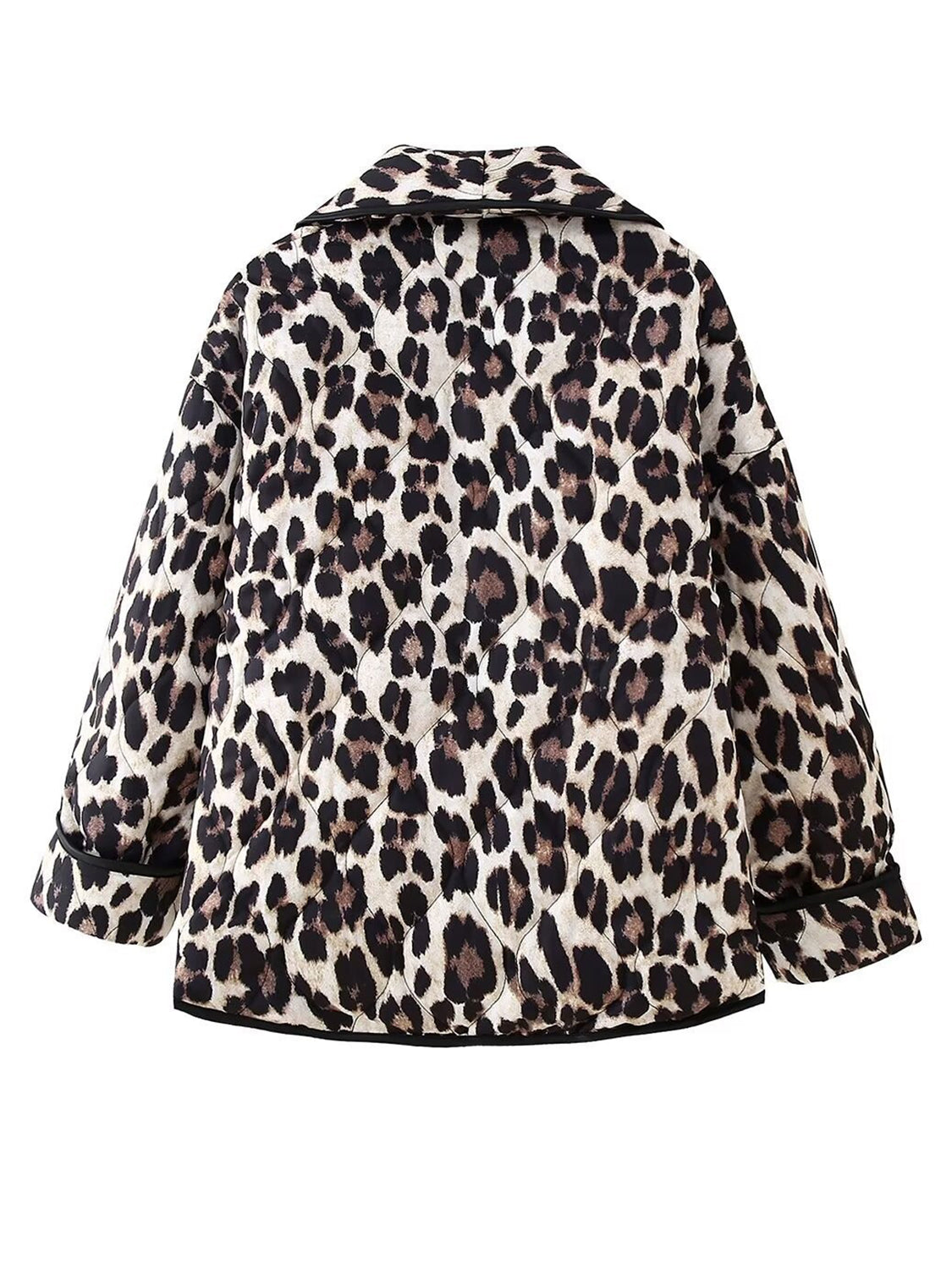 LIZAKOSHT  -  Leopard Open Front Long Sleeve Outerwear