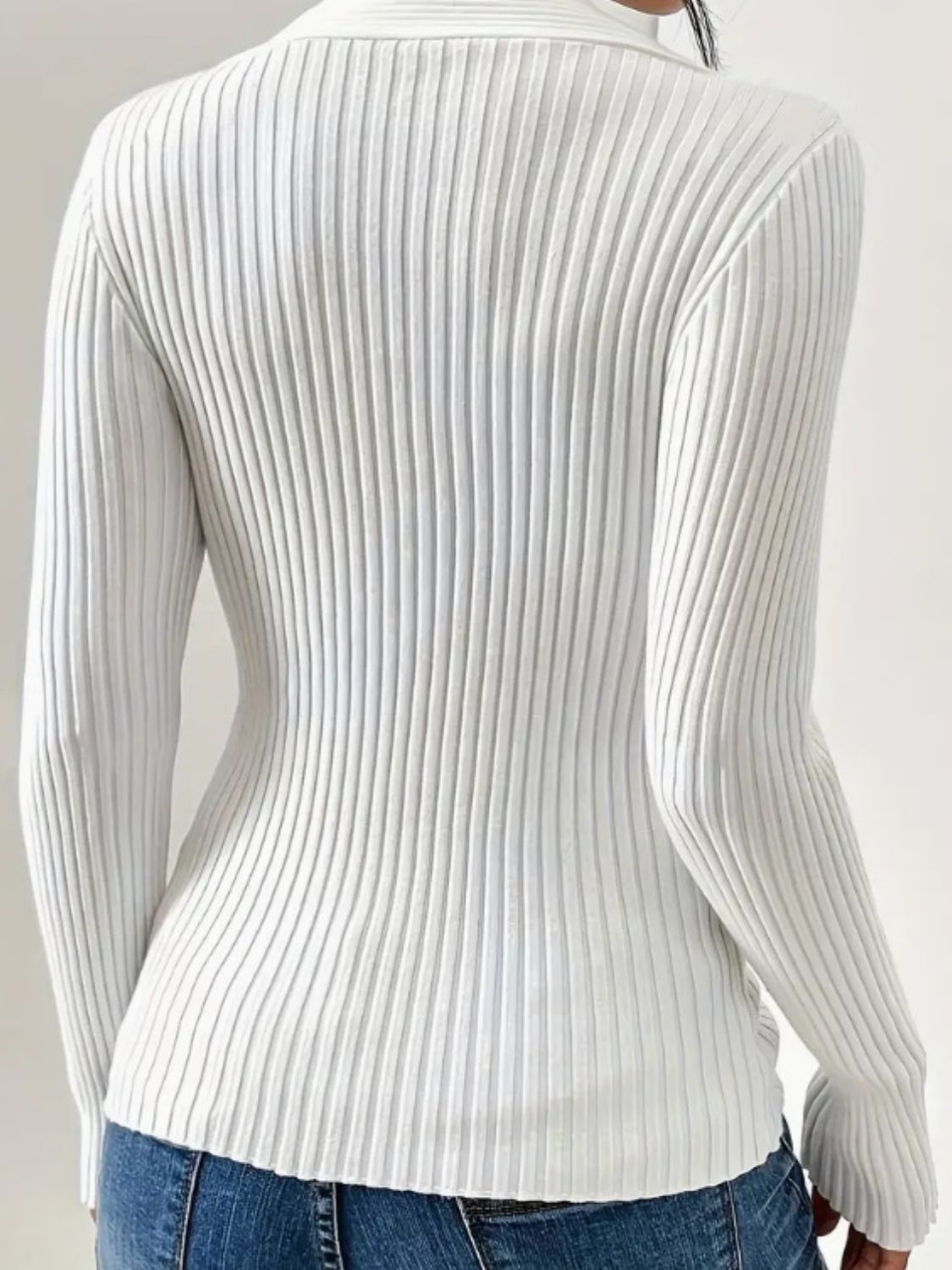 LIZAKOSHT  -  Twist Front Ribbed Long Sleeve Sweater