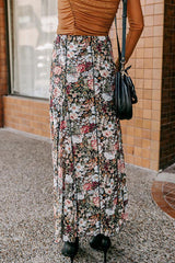 LIZAKOSHT  -  Floral Elastic Waist Maxi Skirt