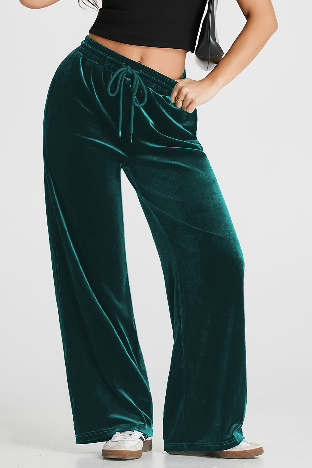 LIZAKOSHT  -  Drawstring Wide Leg Active Pants