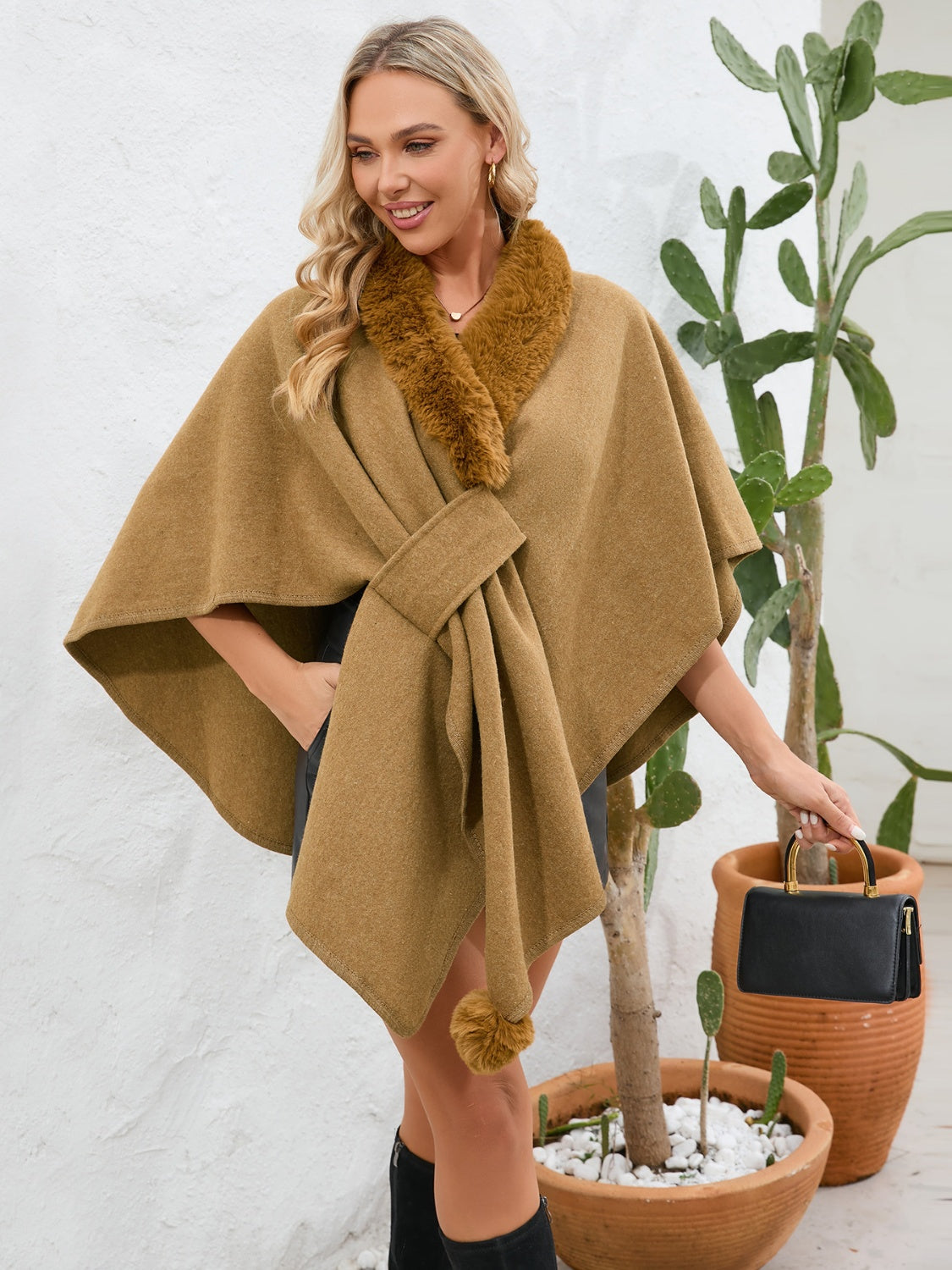 LIZAKOSHT  -  Trim Open Front Poncho