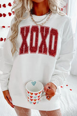 LIZAKOSHT  -  Valentine’s Day XOXO Glitter Round Neck Sweatshirt