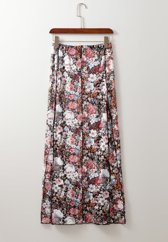 LIZAKOSHT  -  Floral Elastic Waist Maxi Skirt