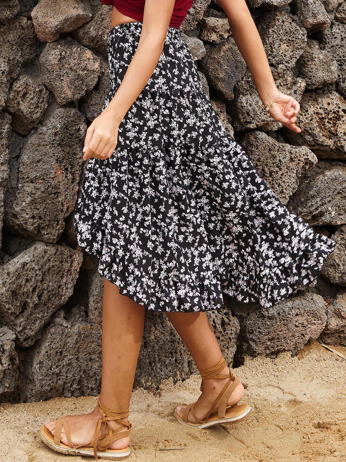 LIZAKOSHT  -  Perfee Printed Elastic Waist Skirt