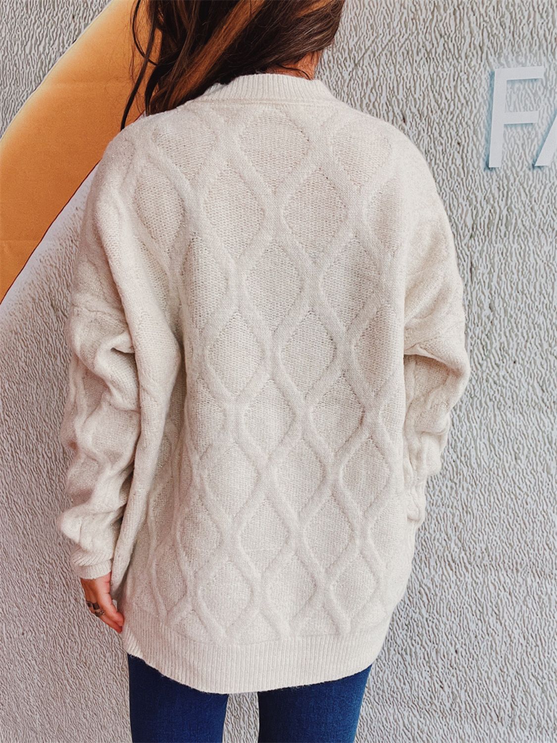 LIZAKOSHT  -  Diamond Round Neck Long Sleeve Sweater