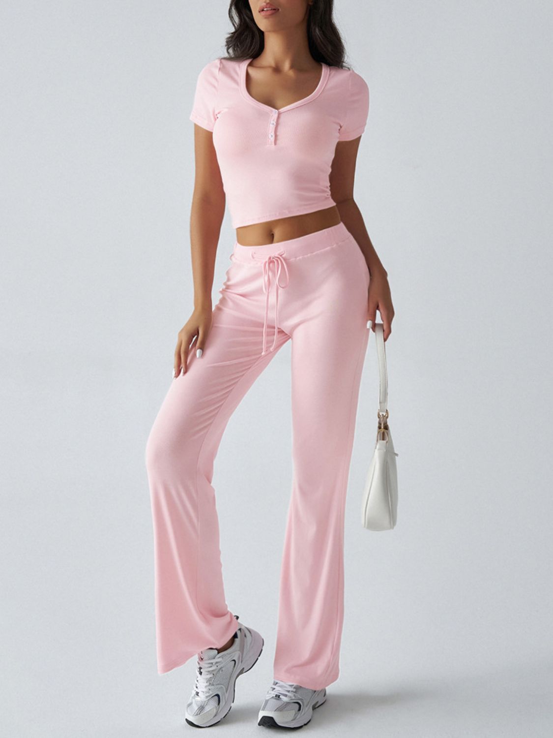 LIZAKOSHT  -  Devine Short Sleeve Top and Drawstring Pants Set