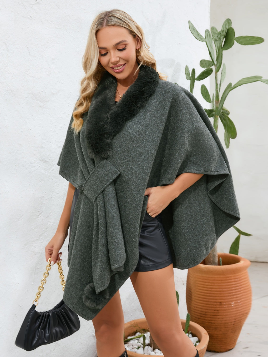 LIZAKOSHT  -  Trim Open Front Poncho