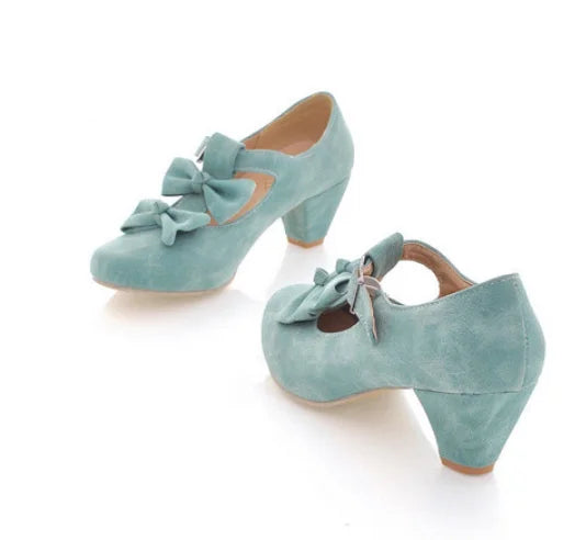 LIZAKOSHT  -  Sweet lolita shoes kawaii girl cosplay bowknot buckle thick heel round head women shoes princess leather shoes loli cos PU