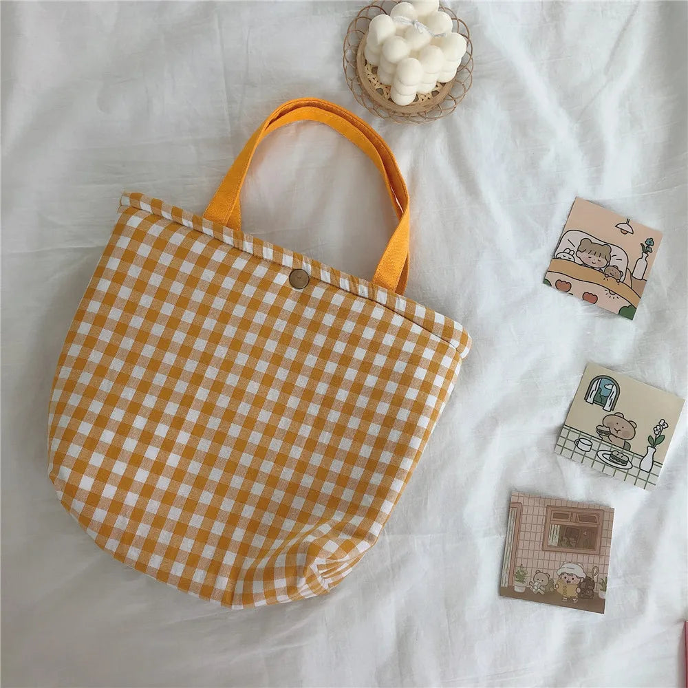 LIZAKOSHT  -  Lattice Samll Lunch Bag For Women Bento Cooler Bags Plaid Breakfast Food Box Portable Kids Picnic Travel Mult Food Bag