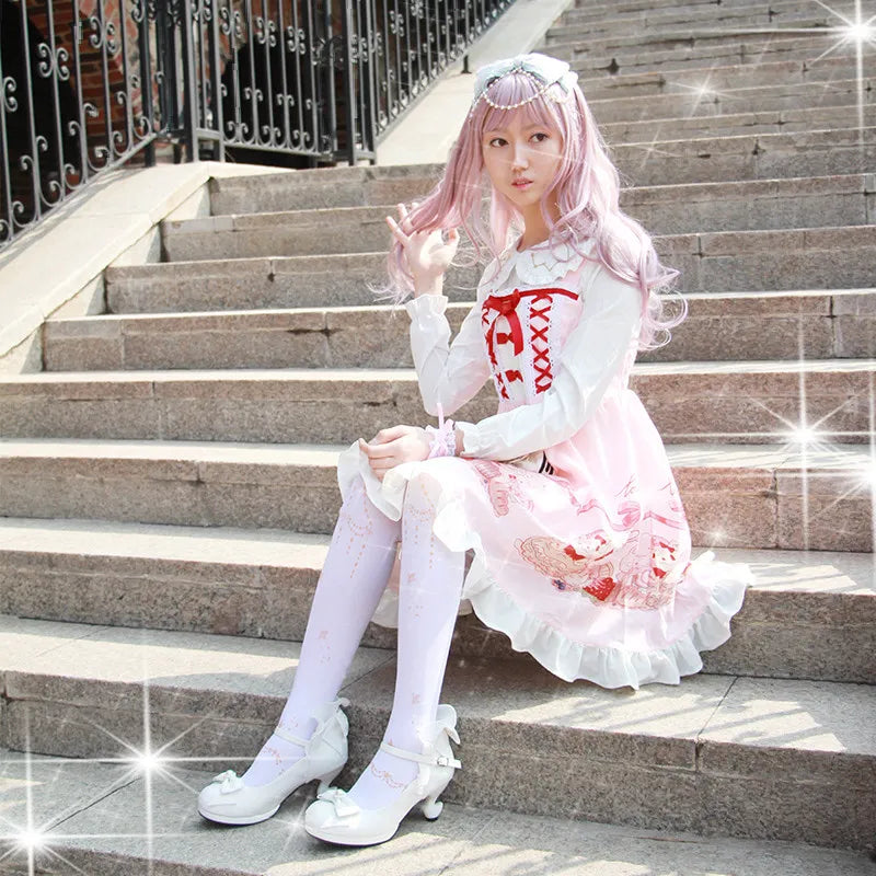 LIZAKOSHT  -  Lolita Shoes Cosplay Kawaii Anime Sweet Loli Women Tea Party High Heel Princess Bow Mary Jane Loli Shoes