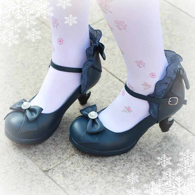 LIZAKOSHT  -  Lolita Shoes Cosplay Kawaii Anime Sweet Loli Women Tea Party High Heel Princess Bow Mary Jane Loli Shoes