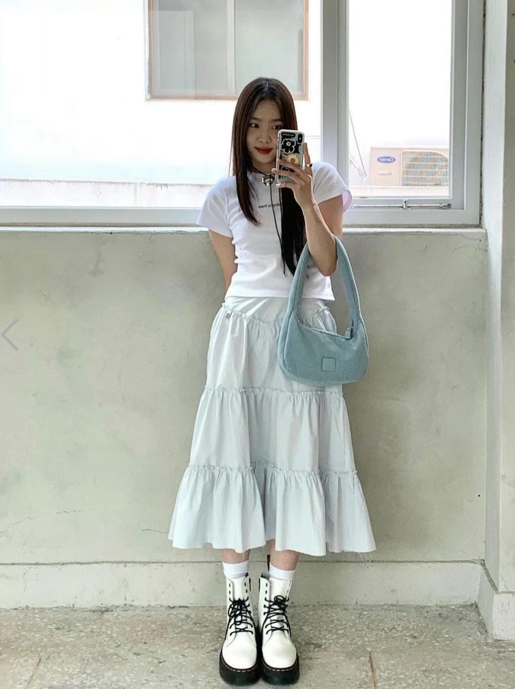 LIZAKOSHT  -  Korean Style Pleated Skirt All-match Low Waist Mid-length Umbrella Skirt